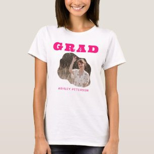 Camiseta Graduação de Fotos Rosa Quente com Tipografia Retr