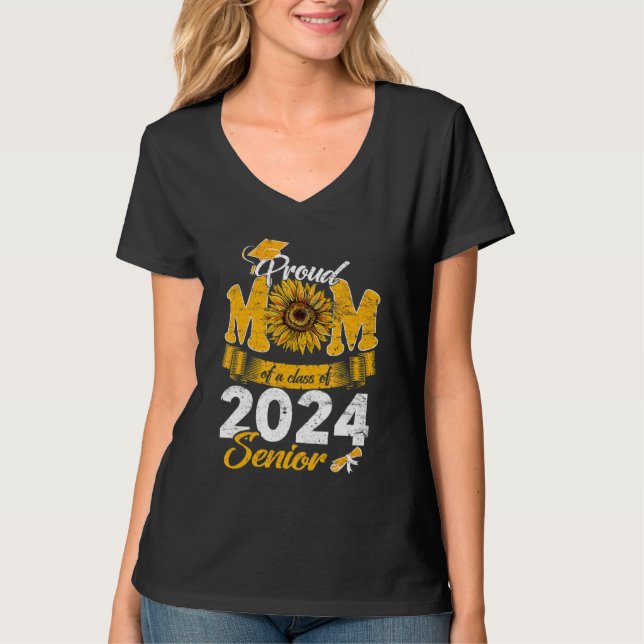 Camiseta Graduação De Girassol Orgulhosa Mãe De Uma Classe  (Frente)