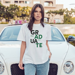 Camiseta Graduação de letras grande e grande cor verde