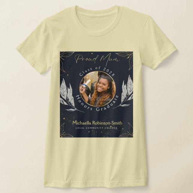 Camiseta Graduação de Mãe Ortográfica Dourada do Marinho El (Postura )