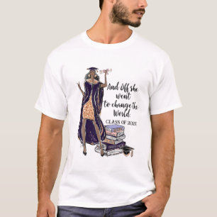 Camiseta Graduação De Menina Negra Em 2021 Ela Foi Mudar