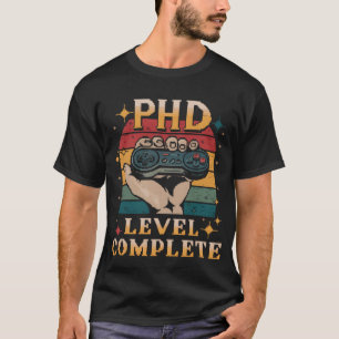 Camiseta Graduação de Nível PhD Doutorado Jogos