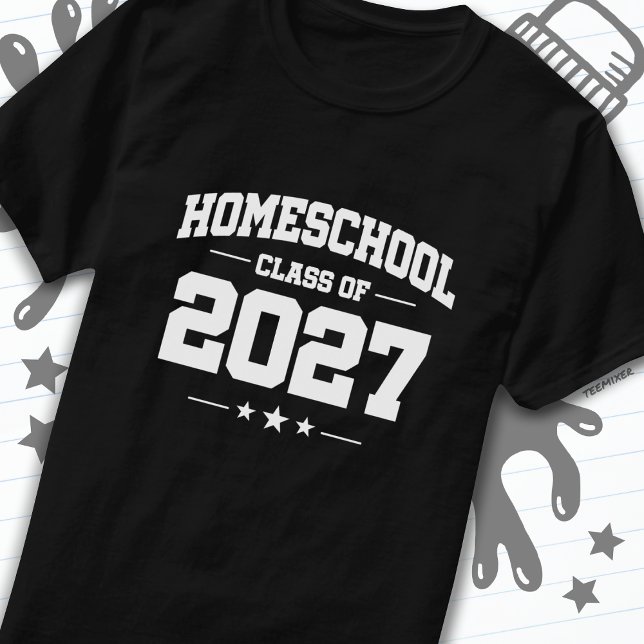 Camiseta Graduação de volta à aula de Home School de 2027 (Criador carregado)