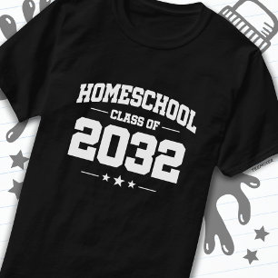 Camiseta Graduação de volta à aula de Home School de 2032