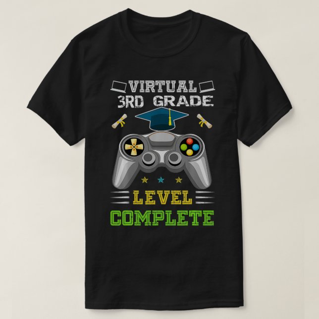 Camiseta Graduação do Gamer Completo de Nível 3RD Virtual  (Frente do Design)