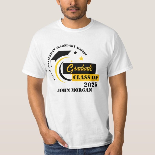 Camiseta Graduação em branco formando amarelo preto (Frente)