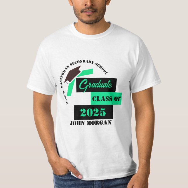 Camiseta Graduação em branco preto verde-formando (Frente)