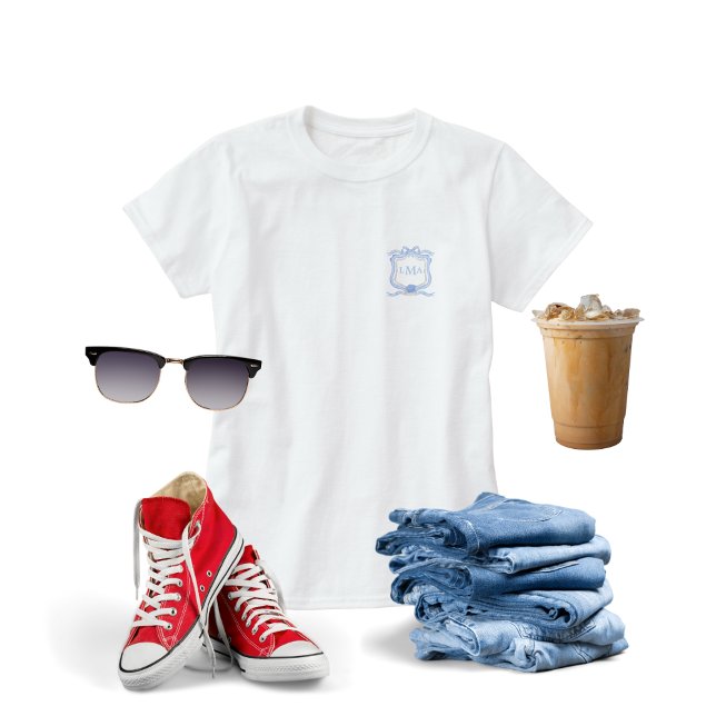 Camiseta Graduação em Monograma Preppy Wedgewood (Criador carregado)