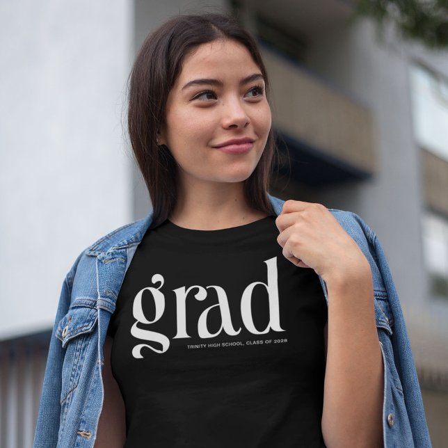 Camiseta Graduação em preto e branco com Formando simples d (Criador carregado)