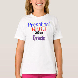 Camiseta Graduação na Pré-Escola Nome Roxo Colorido