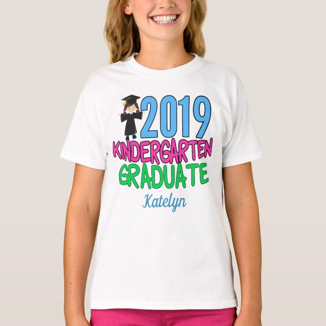 Camiseta Graduação Personalizada De Rapariga Do Jardim De I (Frente)
