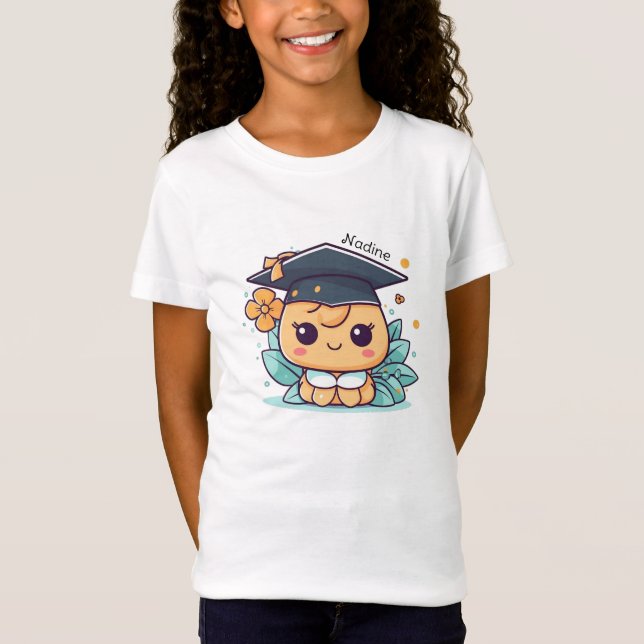 Camiseta Graduação Personalizada do Cartoon Kawaii Bonito (Frente)