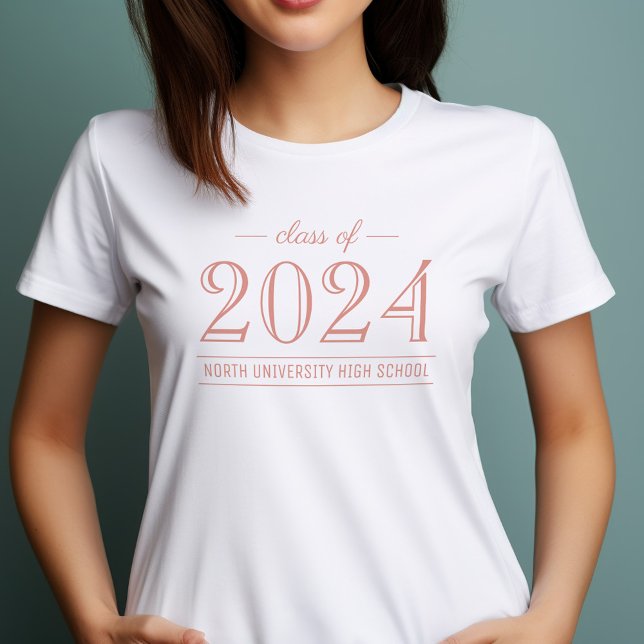 Camiseta Graduação personalizada Dourada do Rosa Elegante 2 (Criador carregado)