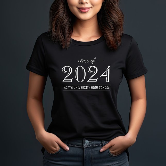 Camiseta Graduação Personalizada Elegante Preto e Branco 20 (Criador carregado)