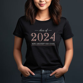 Camiseta Graduação Personalizada em Preto Dourado Elegante 