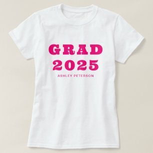 Camiseta Graduação Rosa Moderna com Tipografia Retroativa a