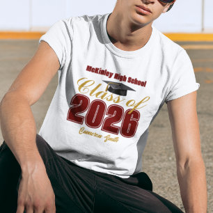 Camiseta Graduado Personalizado Maroon Gold Turma de 2026