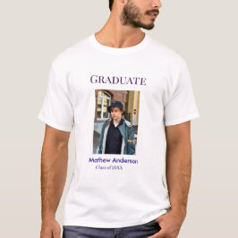 Camiseta Graduation photo name class of 20XX blue simple bo