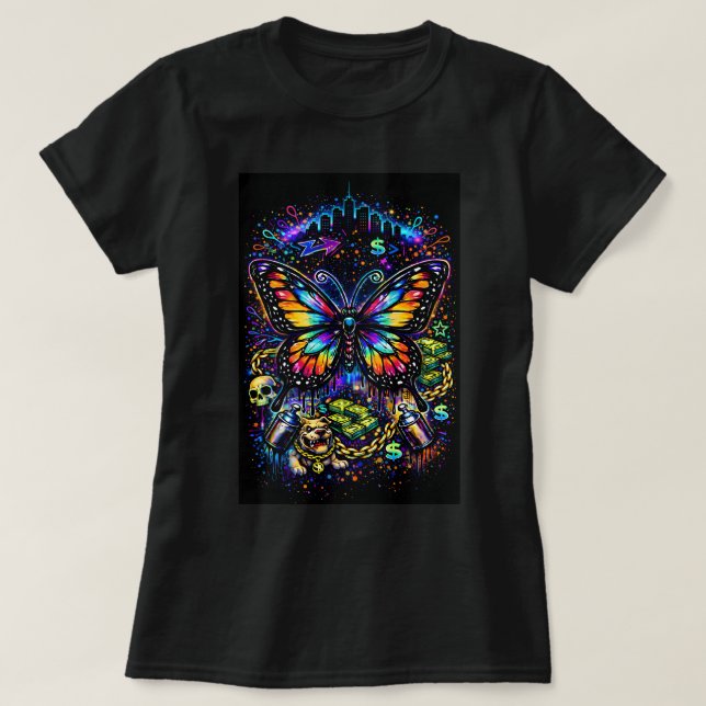 Camiseta Graffiti Borboleta Butterfly Tees Co 0047 (Frente do Design)