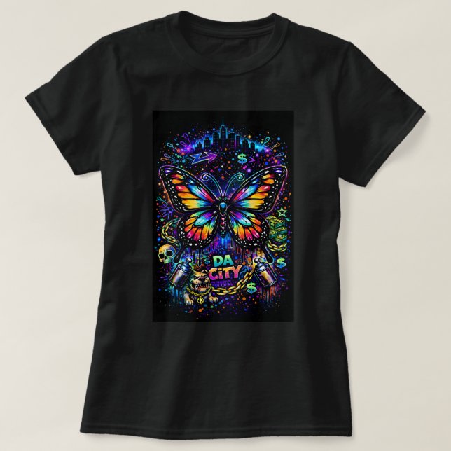 Camiseta Graffiti Borboleta Butterfly Tees Co 0047 (Frente do Design)