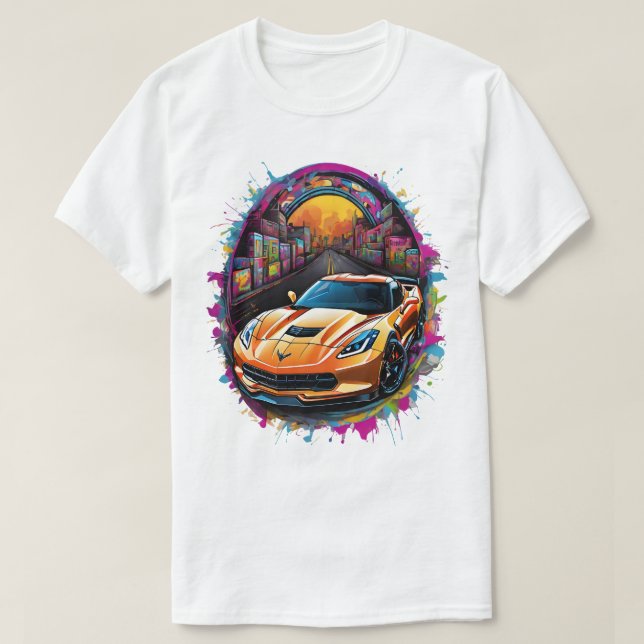Camiseta Graffiti Sports Car Detail Men's T-Shirt (Frente do Design)