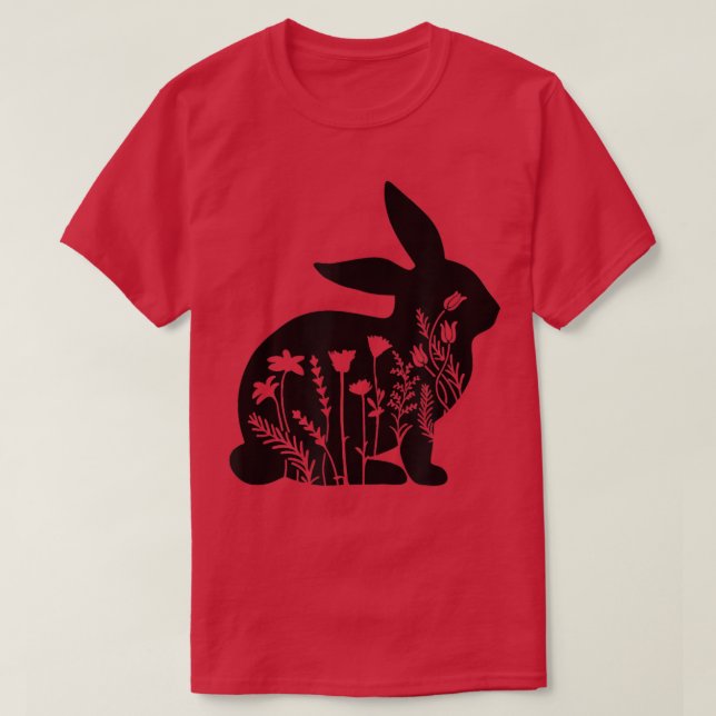 Camiseta Grafia Engraçada Rabbit Floral presente para mulhe (Frente do Design)