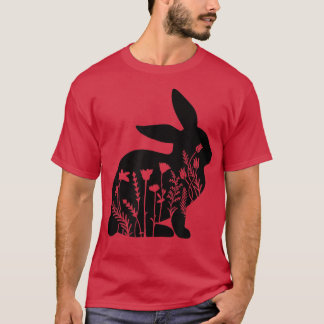 Camiseta Grafia Engraçada Rabbit Floral presente para mulhe
