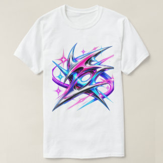 Camiseta Gráfica Abstrata Neon Cósmica – Futurista