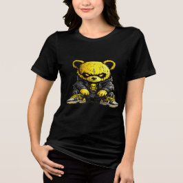 Camiseta Gráfica Amarela de Urso com Estilo de Rua