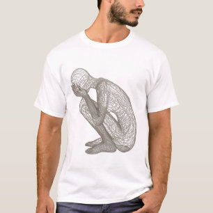 Camiseta Gráfica Artística Figura Agachada em Wire