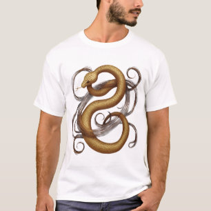 Camiseta Gráfica Artística Serpente Dourada Elegan