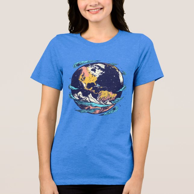 Camiseta Gráfica Artística Terra e Oceano (Frente)