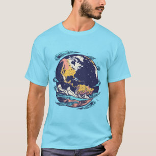 Camiseta Gráfica Artística Terra e Oceano