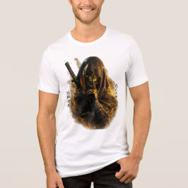 Camiseta Gráfica Assassino Caveira Samurai Dourado
