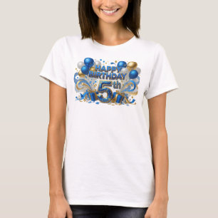 Camiseta Gráfica Azul Clássico FELIZ ANIVERSÁRIO 5