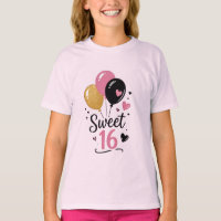 Camiseta Gráfica Balões Sweet 16 Meninas Adolescen