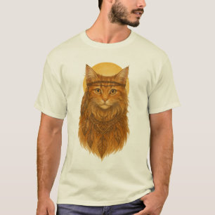 Camiseta Gráfica Boho Espírito do Gato Dourado