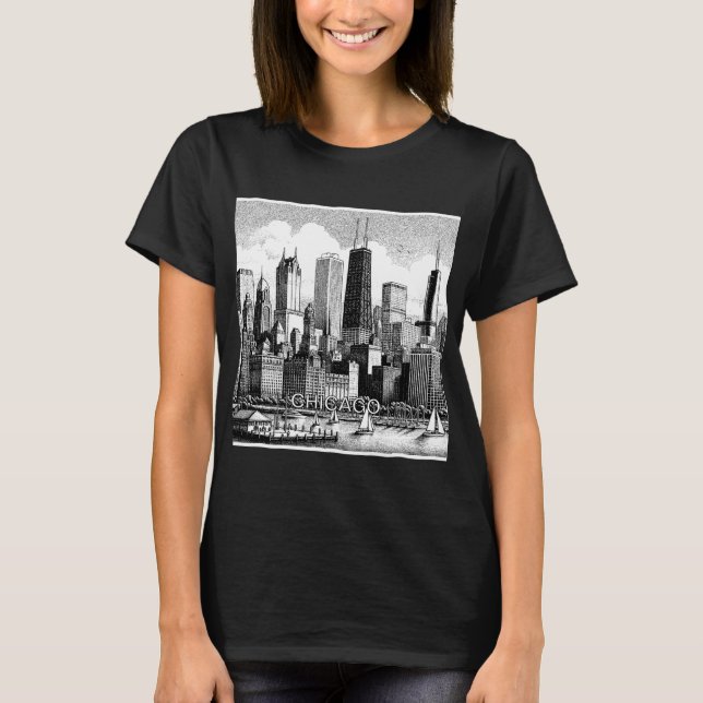 Camiseta Gráfica Branca de Chicago (Frente)