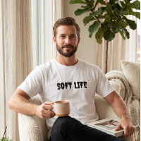 Camiseta gráfica branca de vida suave masculina |