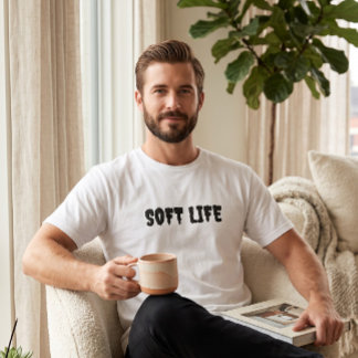 Camiseta gráfica branca de vida suave masculina |