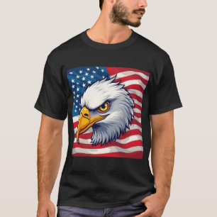 Camiseta Gráfica Cabeça de Águia – Orgulho EUA Rou