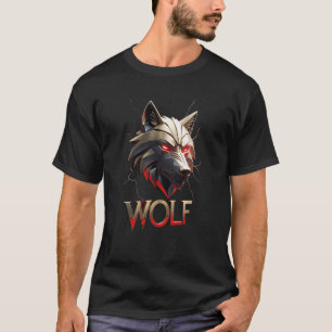 Camiseta Gráfica Cabeça de Lobo Alpha - Olhos Verm