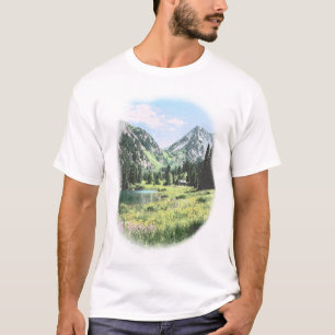 Camiseta Gráfica Cênica do Lago de Montanha Alpina Vintage