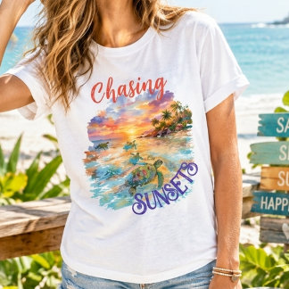 Camiseta Gráfica Chasing Sunsets | Estilo de Praia