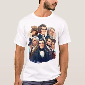 Camiseta Gráfica Clássica com Retrato dos Presiden