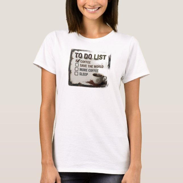 Camiseta Gráfica COFFEE FIRST SAVE WORLD Alegre (Frente)
