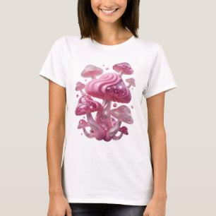 Camiseta Gráfica Cogumelos Rosa Bold