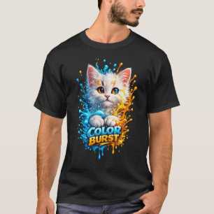 Camiseta Gráfica Color Burst Cat – Salpico de Tint