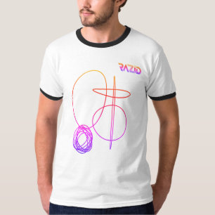 Camiseta Gráfica Colorida de Arte em Linha Abstrat