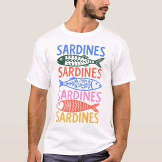 Camiseta Gráfica Colorida de Sardinha de Verão Ita
